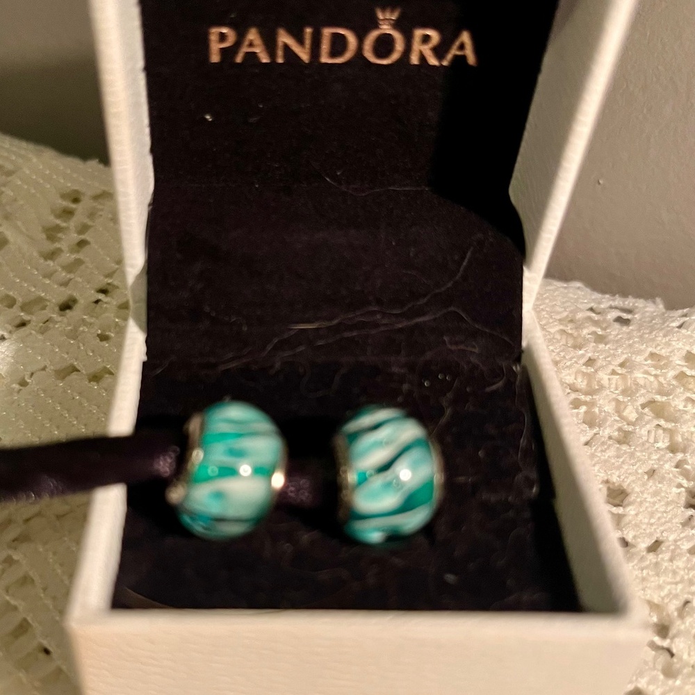 Pandora Murano green Glass Bead Charms